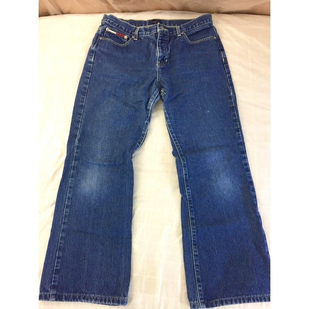 Vintage 90s Tommy Jeans Womens jrs 11 Blue Y2K Distressed Streetwear 32x26‎ Flag